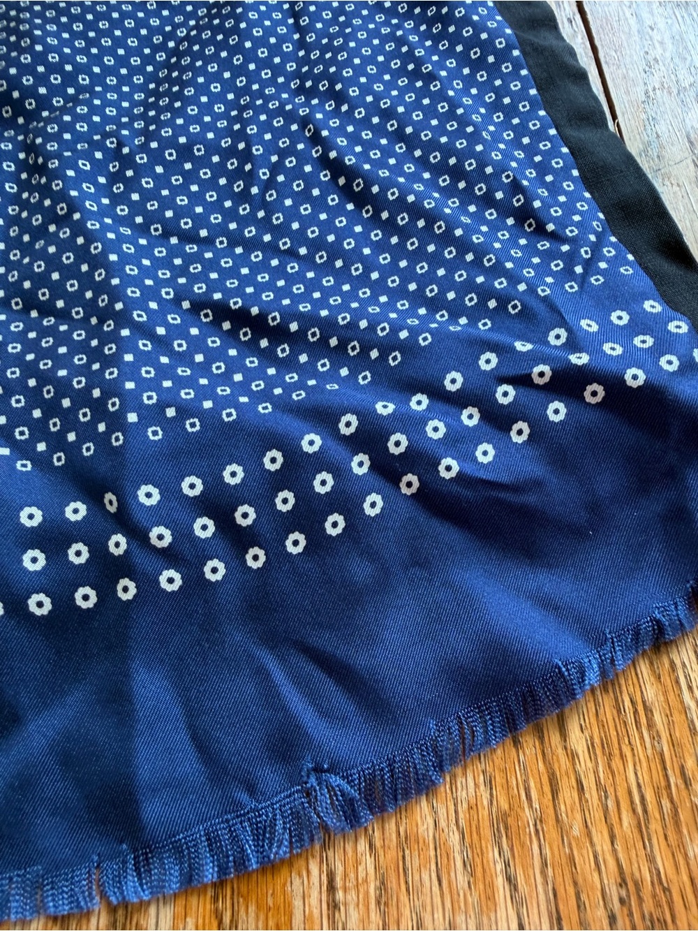 Navy Blue Printed Silk Scarf - Picture 2 of 4